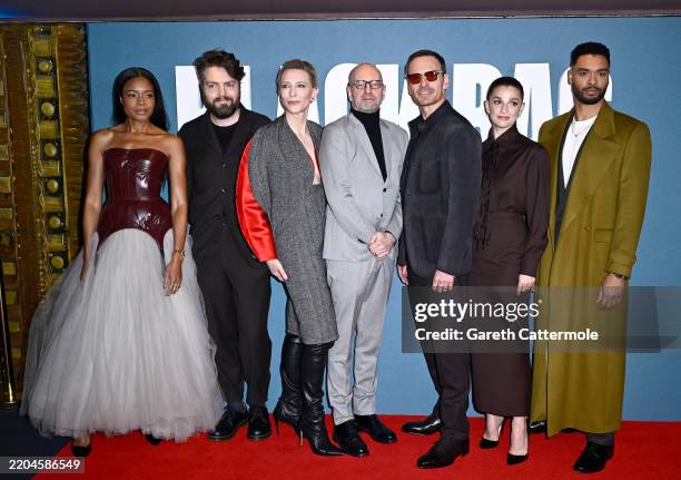 Naomie Harris, Tom Burke, Cate Blanchett, Steven Soderbergh, Michael Fassbender, Marisa Abela and Rege-Jean Page attend the "Black Bag" UK Special...