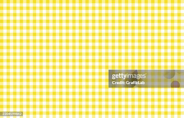 yellow white checkered texture in seamless square pattern design - gingham stock illustrations
