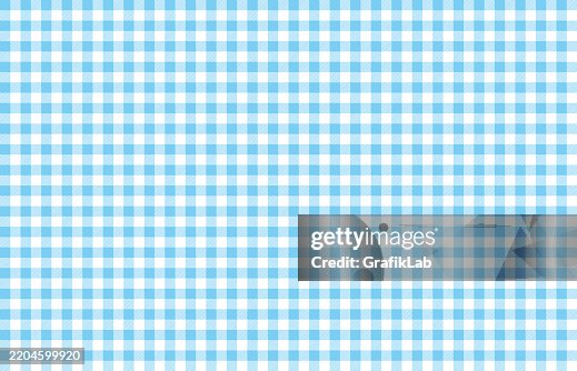 Blue White Gingham Checkered Pattern on Textile Background Blue White Gingham Checkered Pattern on Textile Background