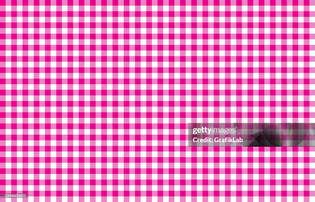 Pink White Checkered Gingham Pattern Fabric Texture