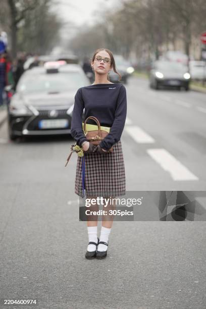 Dani Schulz attends the Miu Miu Womenswear Fall/Winter 2025-2026 show as part of Paris Fashion Week at Palais d'Iena on March 11, 2025 in Paris,...