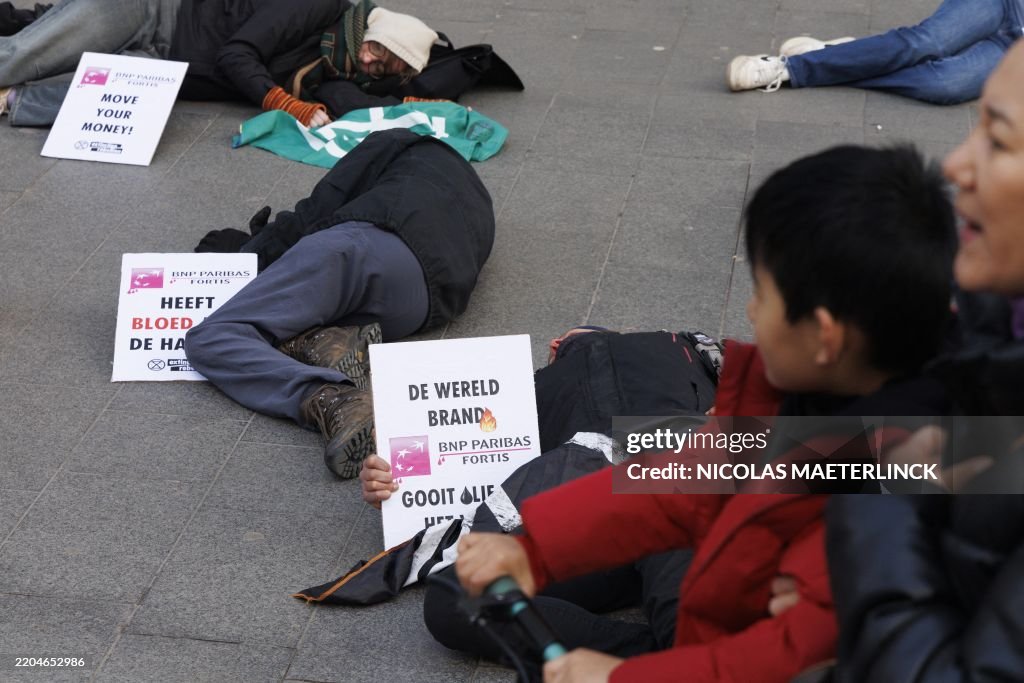 ANTWERP BNP PROTEST ACTION EXTINCTION REBELLION