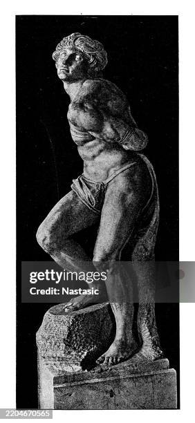 Largerthanlife Marble Statue Of A Prisoner By Michelangelo High-Res Vector Graphic