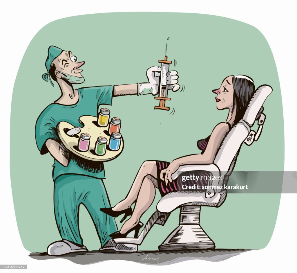 Plastic surgeon takes the woman's measurements