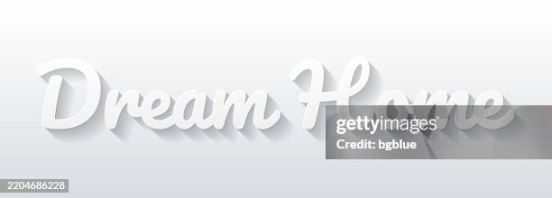 dream home - flat design with paper cut effect on blank background - model house stock illustrations