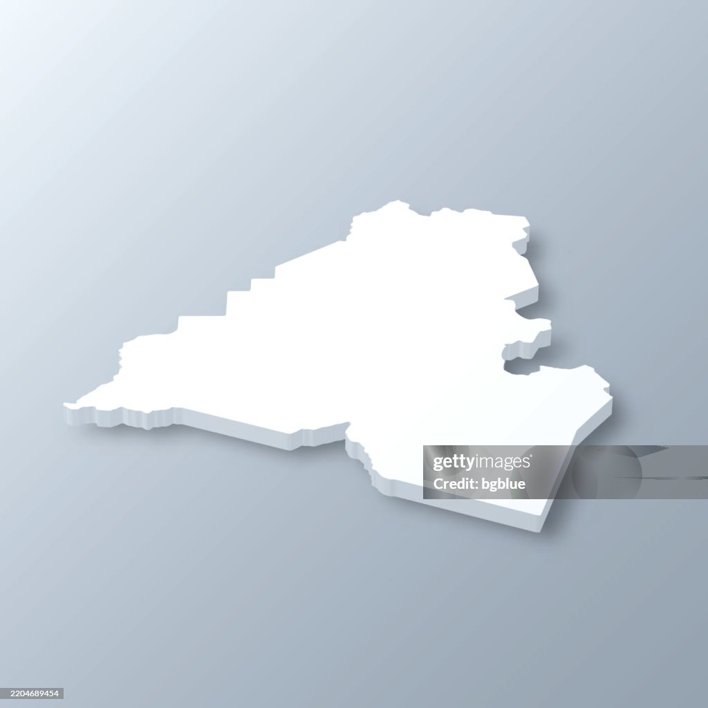 Lafayette Parish, Louisiana. 3D Map on gray background