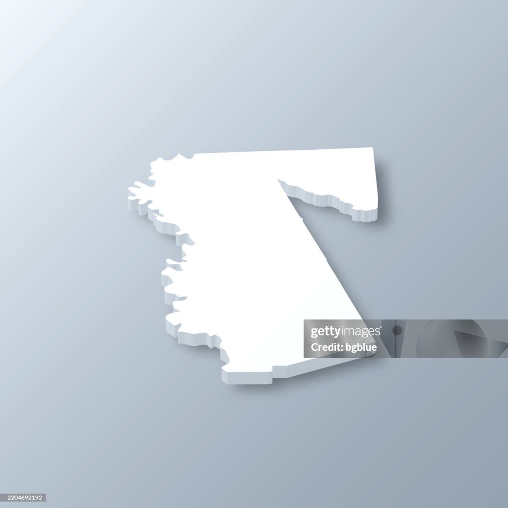Waller County, Texas. 3D Map on gray background