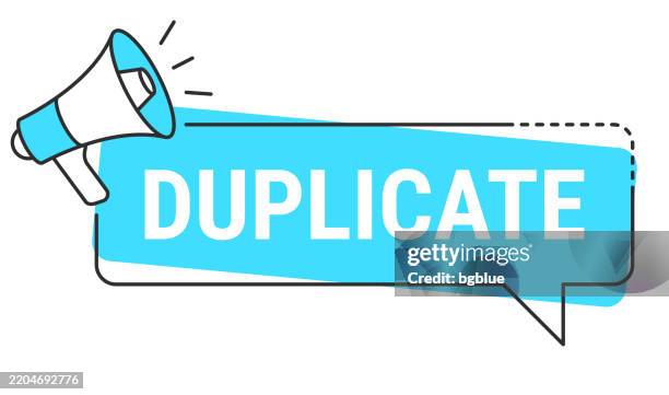 duplicate - speech bubble and megaphone on white background - copy machine stock illustrations