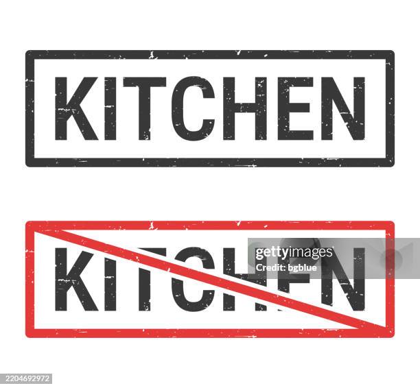 kitchen - rubber stamps with crossed out stamp on white background - countertop texture stock illustrations