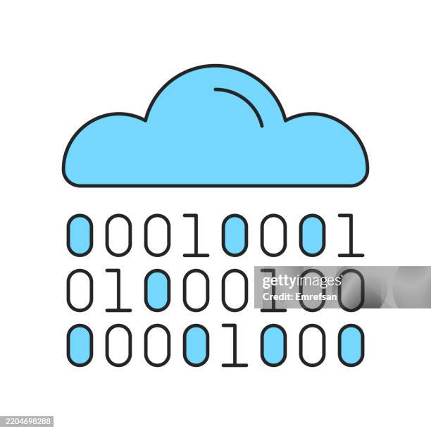 cloud computing binary data storage technology icon - cloud services abstract stock illustrations