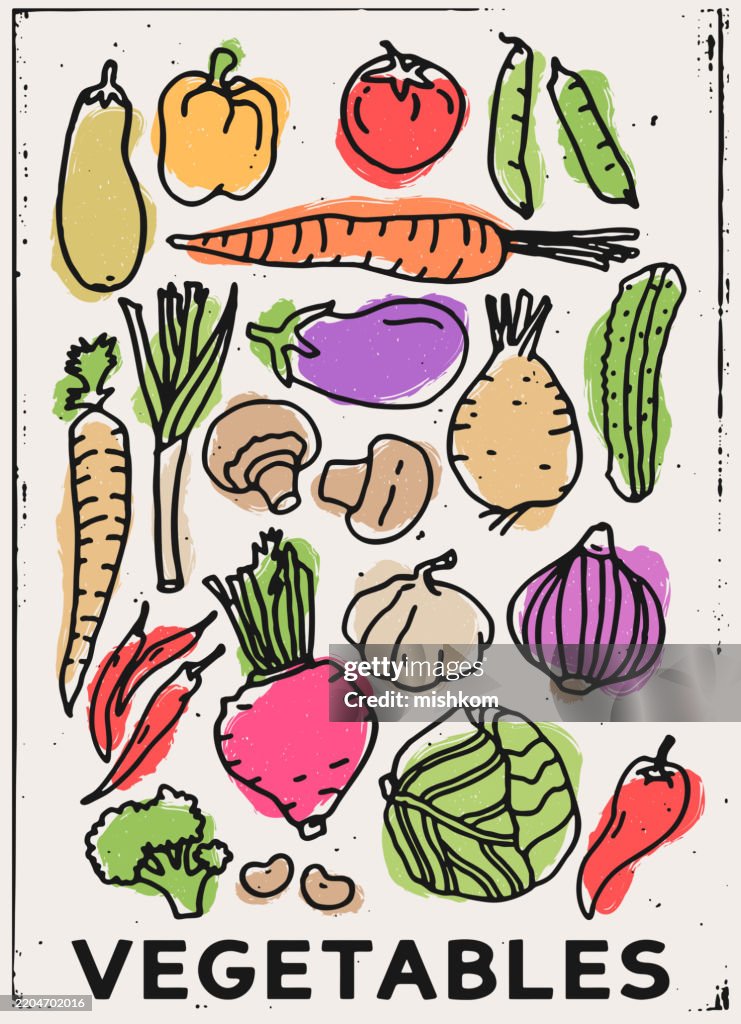 Fun Sketched Vegetable Drawings