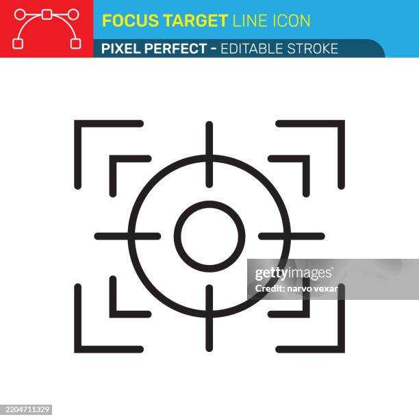 focus target line icon - pixel perfect - editable stroke - ui, ux vector icons. - performance targets stock illustrations