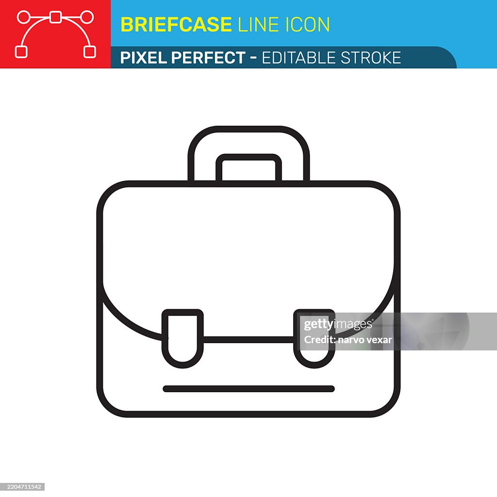 Briefcase Line Icon - Pixel Perfect - Editable Stroke - Business, Work Vector Icon