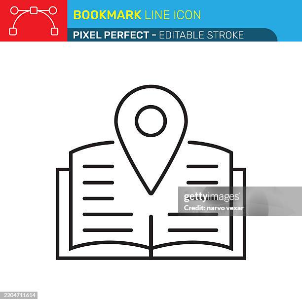 bookmark or reading location line icon - pixel perfect - editable stroke - user experience research stock illustrations