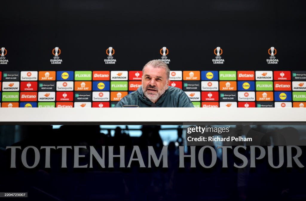 Tottenham Hotspur Training Session And Press Conference - UEFA Europa League 2024/25 Round of 16 Second Leg