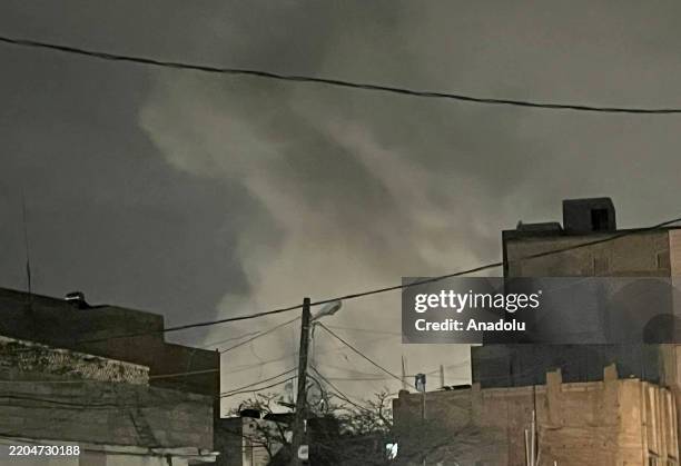 Smoke rises after the American-Israeli aircraft launched a series of airstrikes on the capital, Sanaa, Yemen on March 15, 2025. US President Donald...