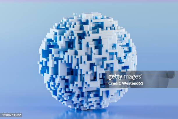 bildbanksillustrationer, clip art samt tecknat material och ikoner med 3d rendering of abstract pattern sphere against blue background - modern konst