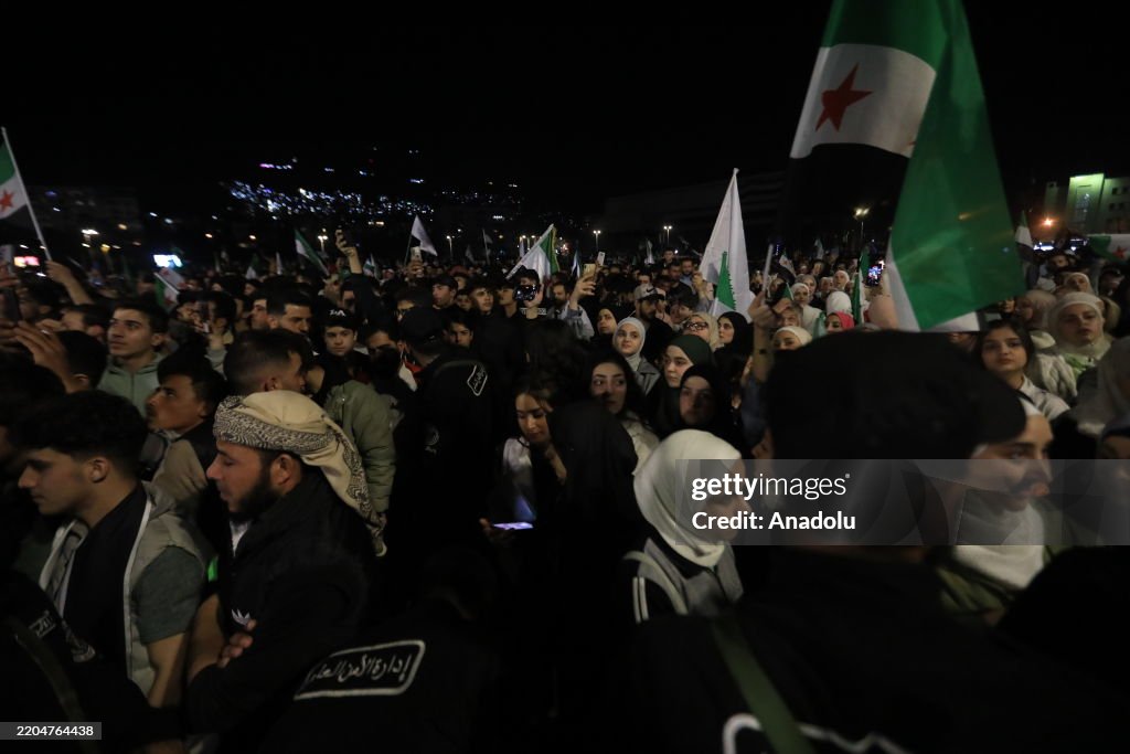 Syrians celebrate 14th anniversary of revolution in Damascus