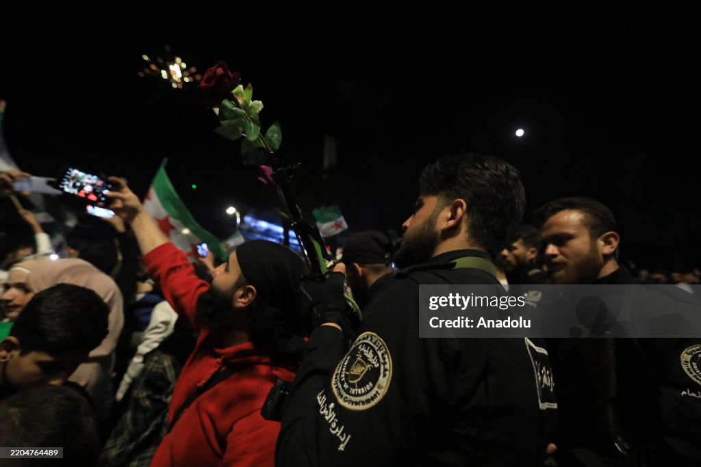 Syrians celebrate 14th anniversary of revolution in Damascus