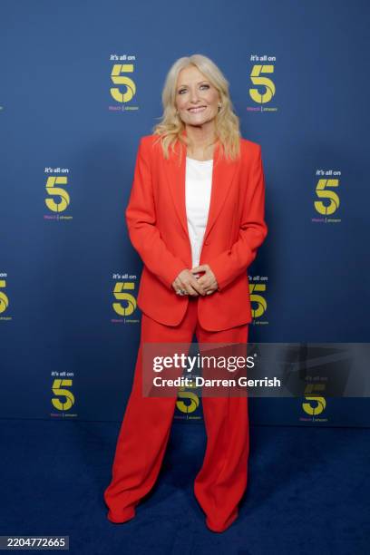 Gaby Roslin attends the launch event for "5", uniting Channel 5 and streaming service My5 under one brand on March 12, 2025 in London, England.