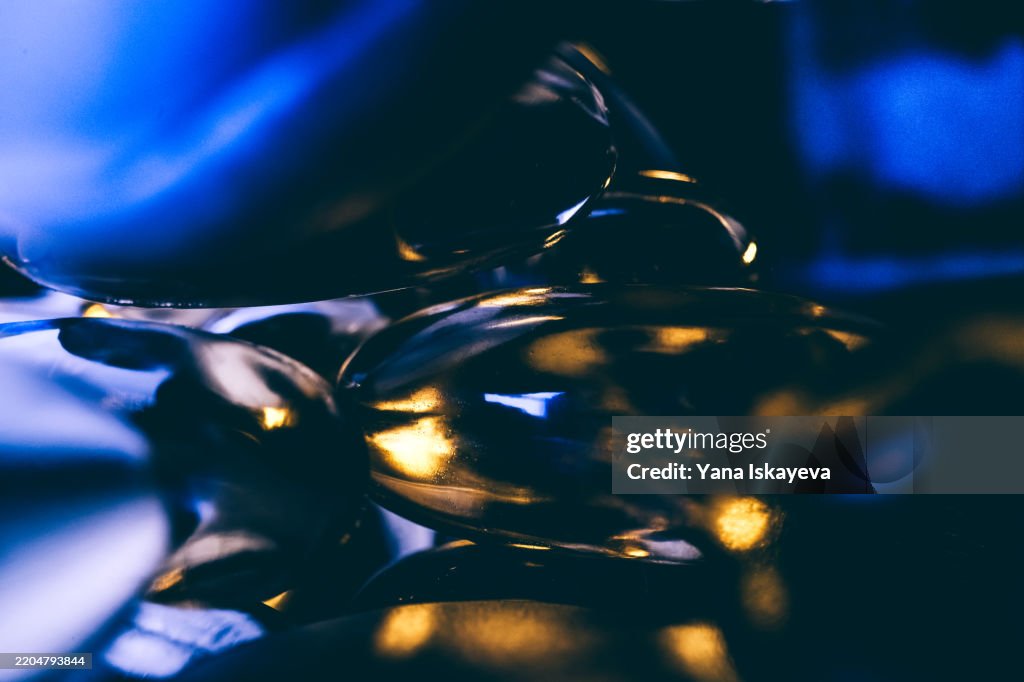Futuristic abstract macro view of supplements with professional lighting in vibrant colors