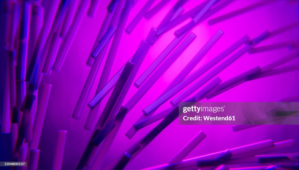 Random Violet Line Abstract 3d Render With Violet Lines On A Dark Background High-Res ...
