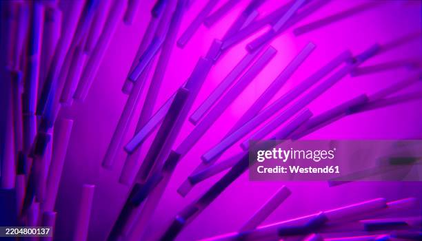 abstract 3d render with violet lines on a dark background - dark studio backdrop stock illustrations