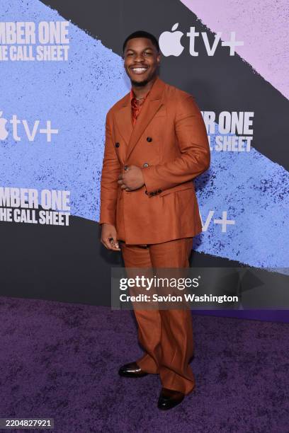 John Boyega attends the Los Angeles premiere of Apple TV+'s "Number One on the Call Sheet" at TCL Chinese Theatre on March 12, 2025 in Hollywood,...