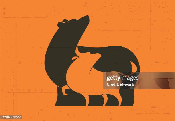 bull and bear icon - bear stock illustrations