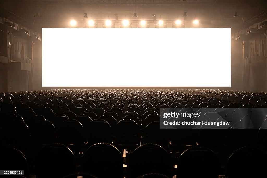 Billboard blank advertising banner media display in theater