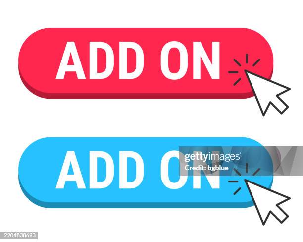 Red Add Button Add On Red And Blue Buttons With Cursor On White Background High-Res ...