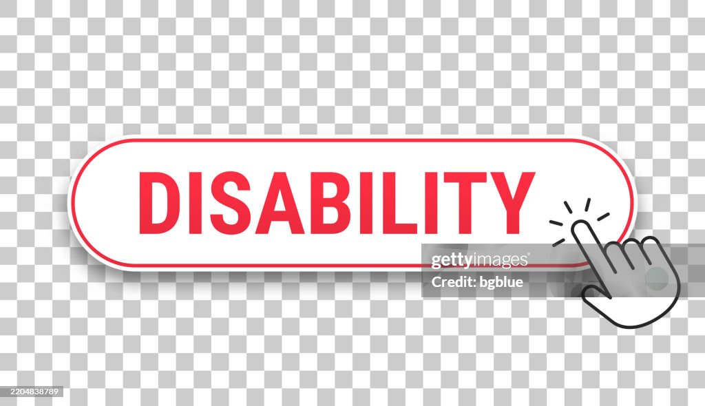 Disability 3d Click Web Button With Hand Cursor On Blank Background ...