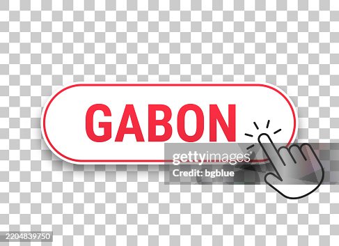 Gabon - 3D click web button with hand cursor on blank background Gabon - 3D click web button with hand cursor on blank background