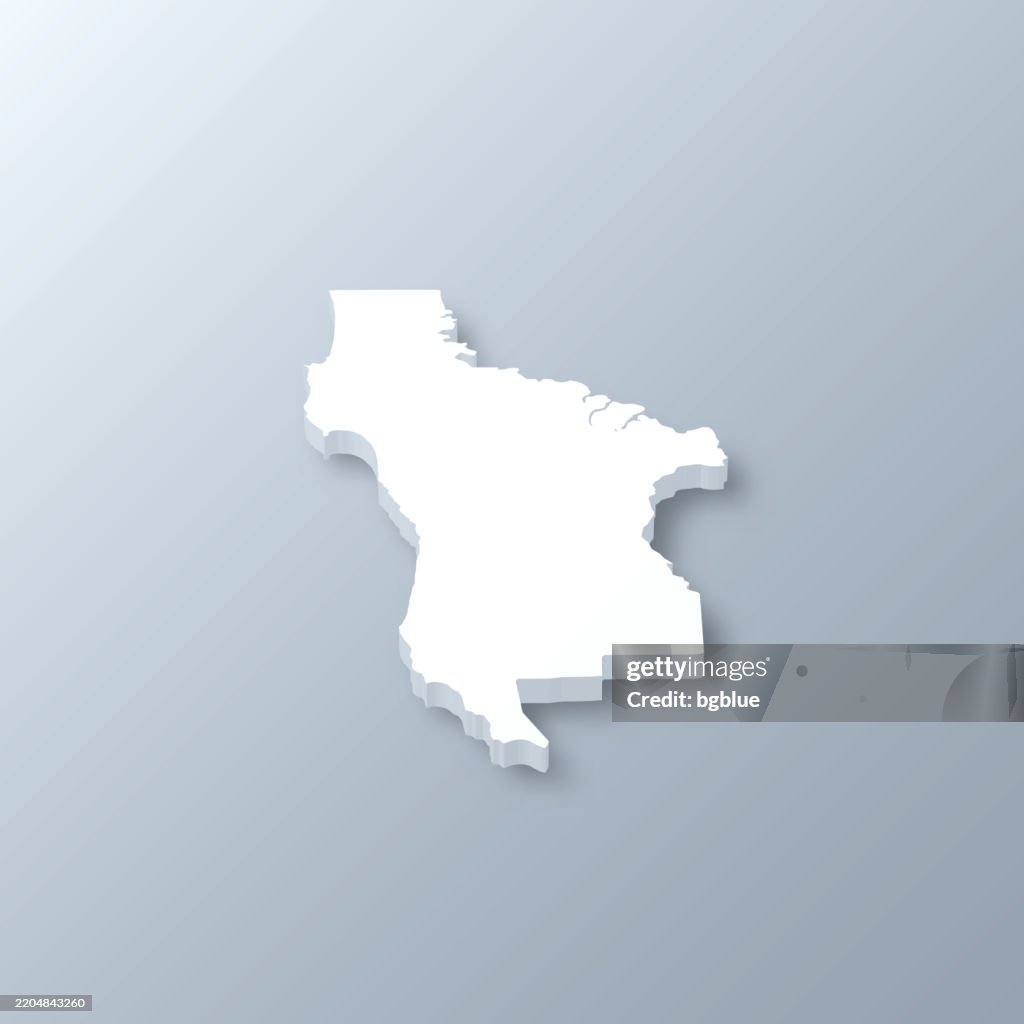 Condado de San Mateo, California. Mapa 3D sobre fondo gris