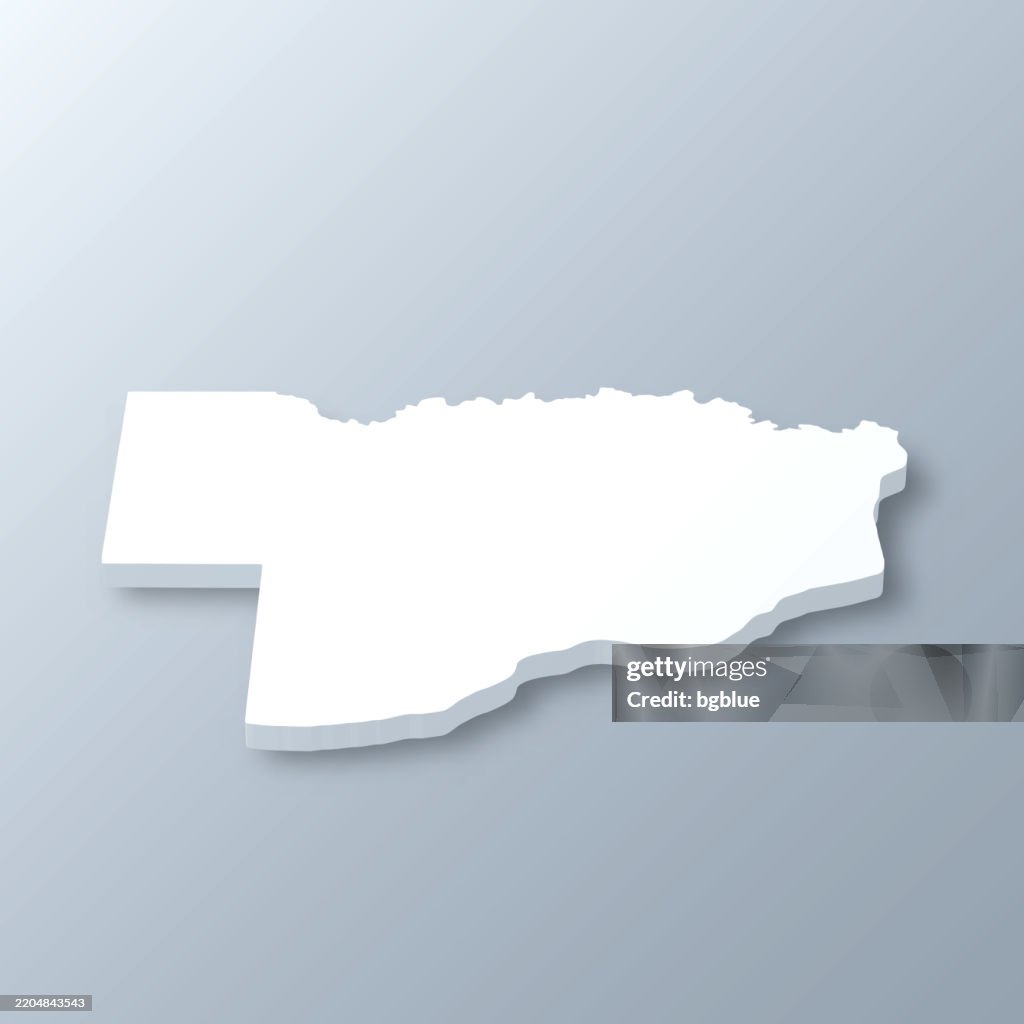 Scott County, Iowa. 3D Map on gray background