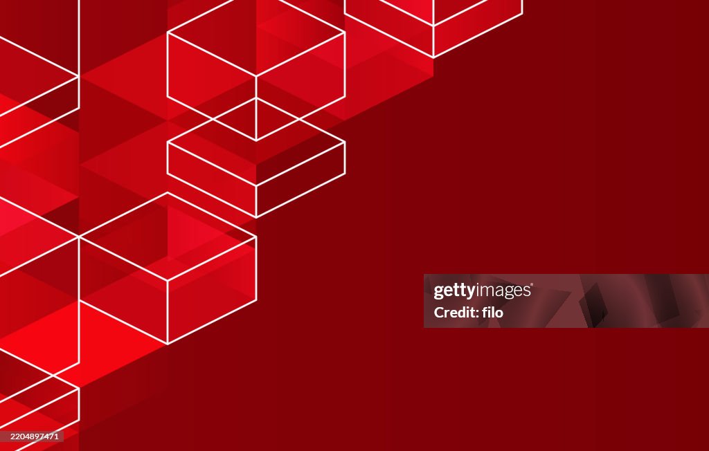 Red Pattern Cube Red Cubes Shapes Isometric Pattern Design Background High-Res Vector ...