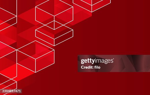 Red Cubes Shapes Isometric Pattern Design Background Red Cubes Shapes Isometric Pattern Design Background