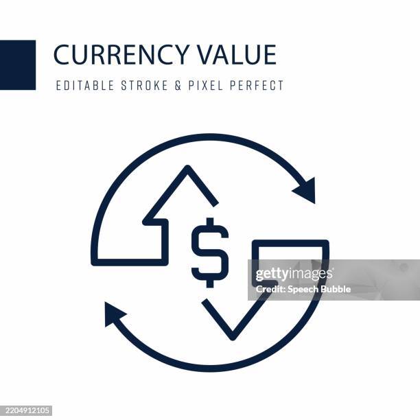 currency value line icon. editable stroke vector icon. - revenue stock illustrations