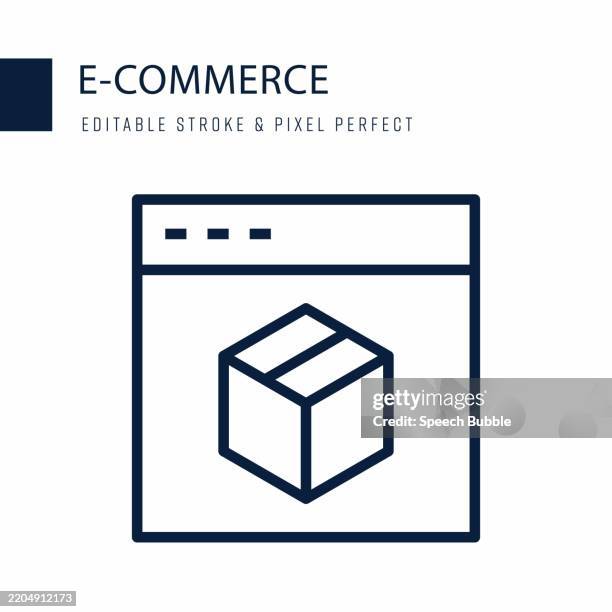 e-commerce line icon. editable stroke vector icon. - holding prototype stock illustrations