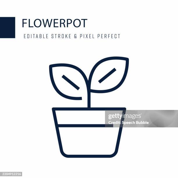 flowerpot line icon. editable stroke vector icon. - rosette icon editable stroke stock illustrations