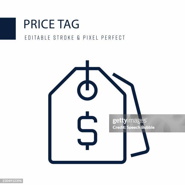 price tag line icon. editable stroke vector icon. - gift card icon editable stroke stock illustrations