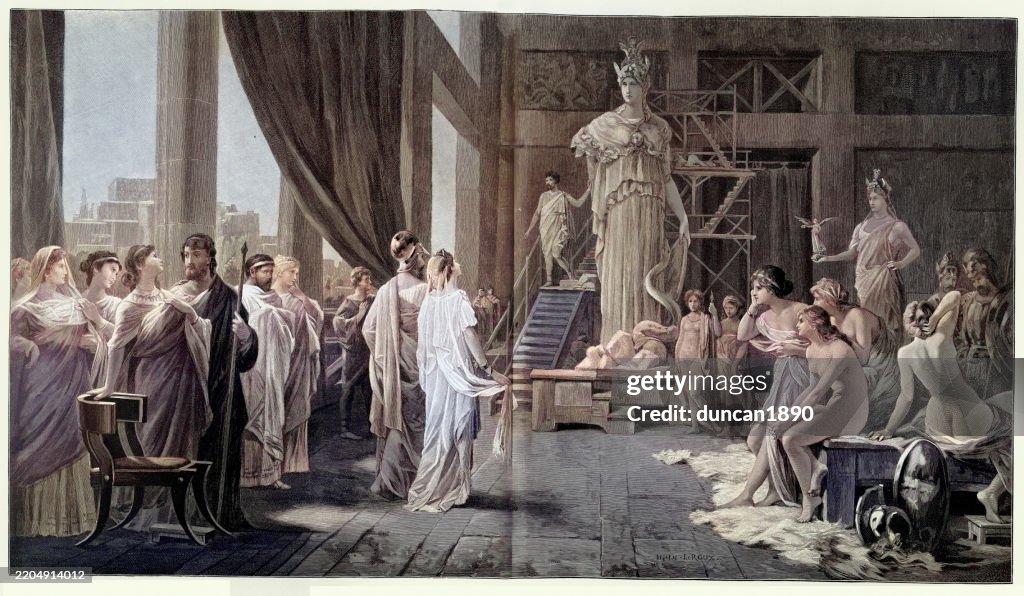 Ancient Greece, Pericles visits Phidias studio, Phidias or Pheidias was an Ancient Greek sculptor, painter, and architect. Victorian art 19th Century