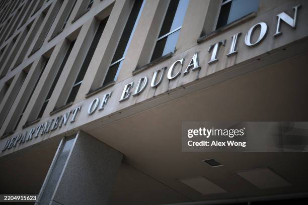 An exterior view of the Department of Education building on March 13, 2025 in Washington, DC. The Trump administration announced on Tuesday it is...