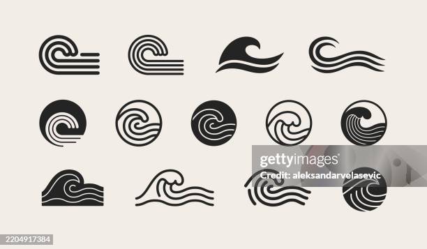 stockillustraties, clipart, cartoons en iconen met wave icons - golf sport