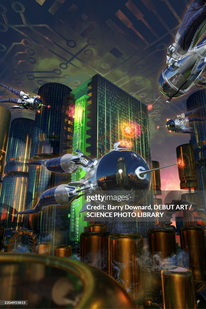 Cyber attack, conceptual illustration