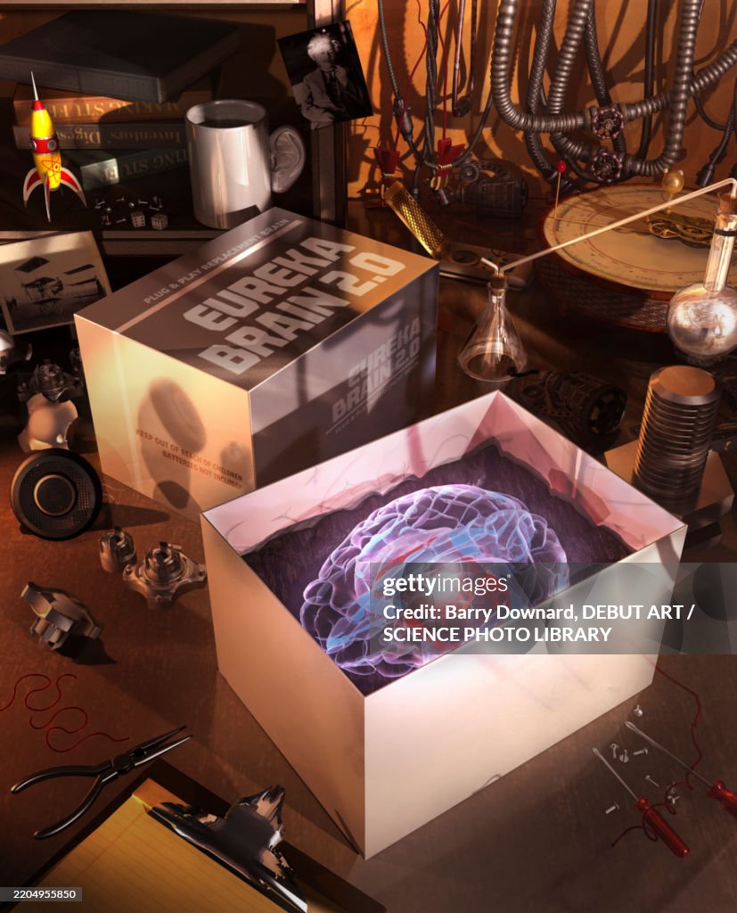 Inventor's brain, conceptual illustration