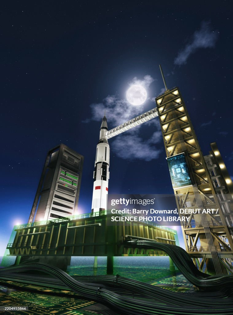 Computational demands of space technology, conceptual illustration