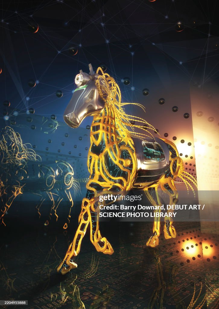 Trojan horse computer virus, conceptual illustration