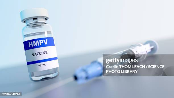 stockillustraties, clipart, cartoons en iconen met human metapneumovirus vaccine, conceptual illustration - humaan metapneumovirus
