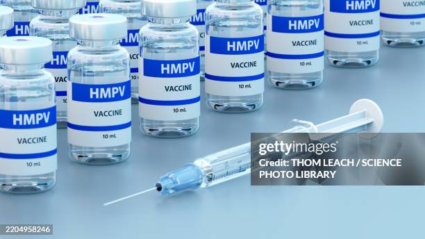 stockillustraties, clipart, cartoons en iconen met human metapneumovirus vaccine, conceptual illustration - humaan metapneumovirus